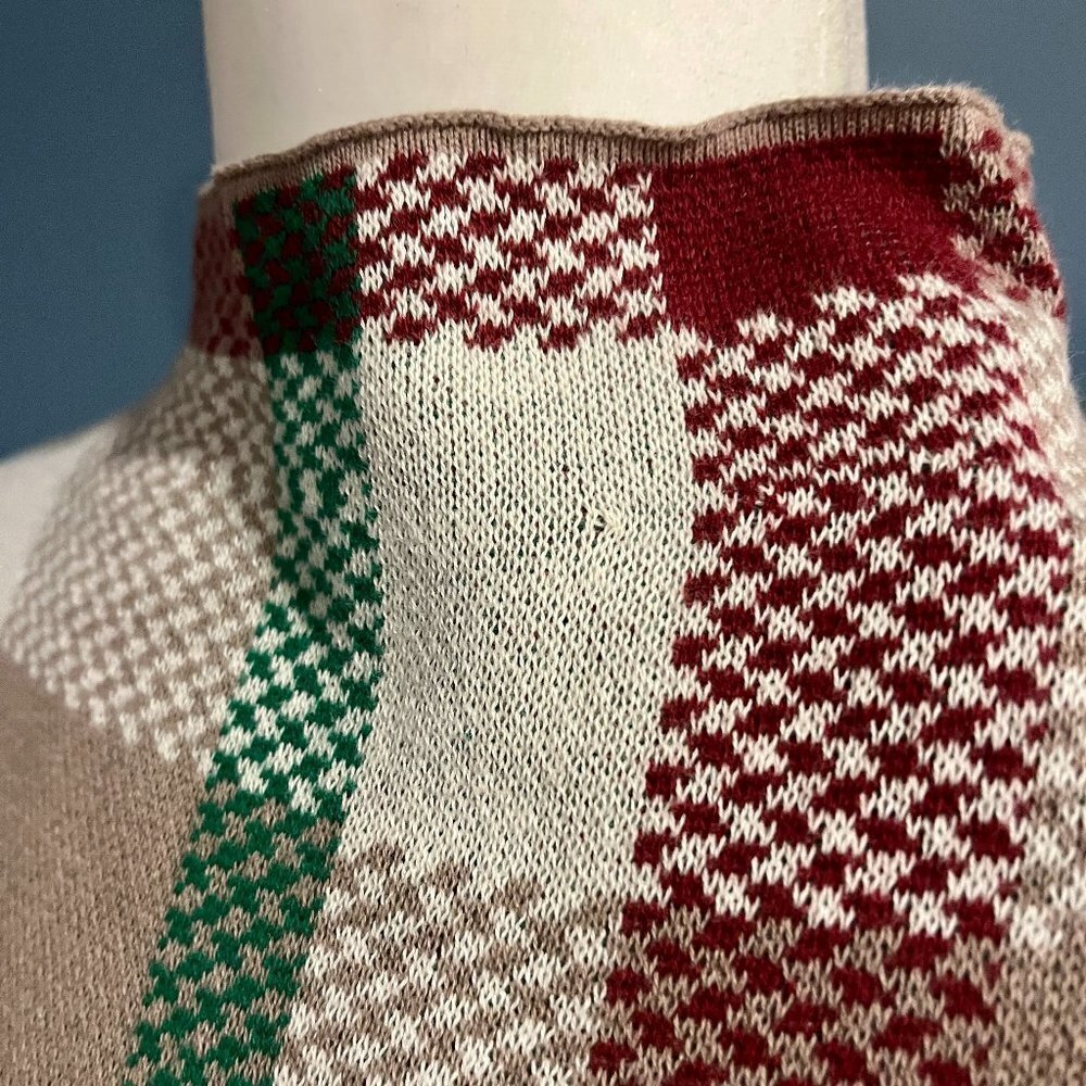 Ann Taylor Factory Holiday Christmas Plaid Mock Neck Tunic Sweater - Picture 4 of 5